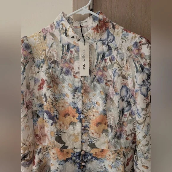 Commense Floral Long Sleeve Dress In Meadow Print - Size S/M - Picture 6 of 11